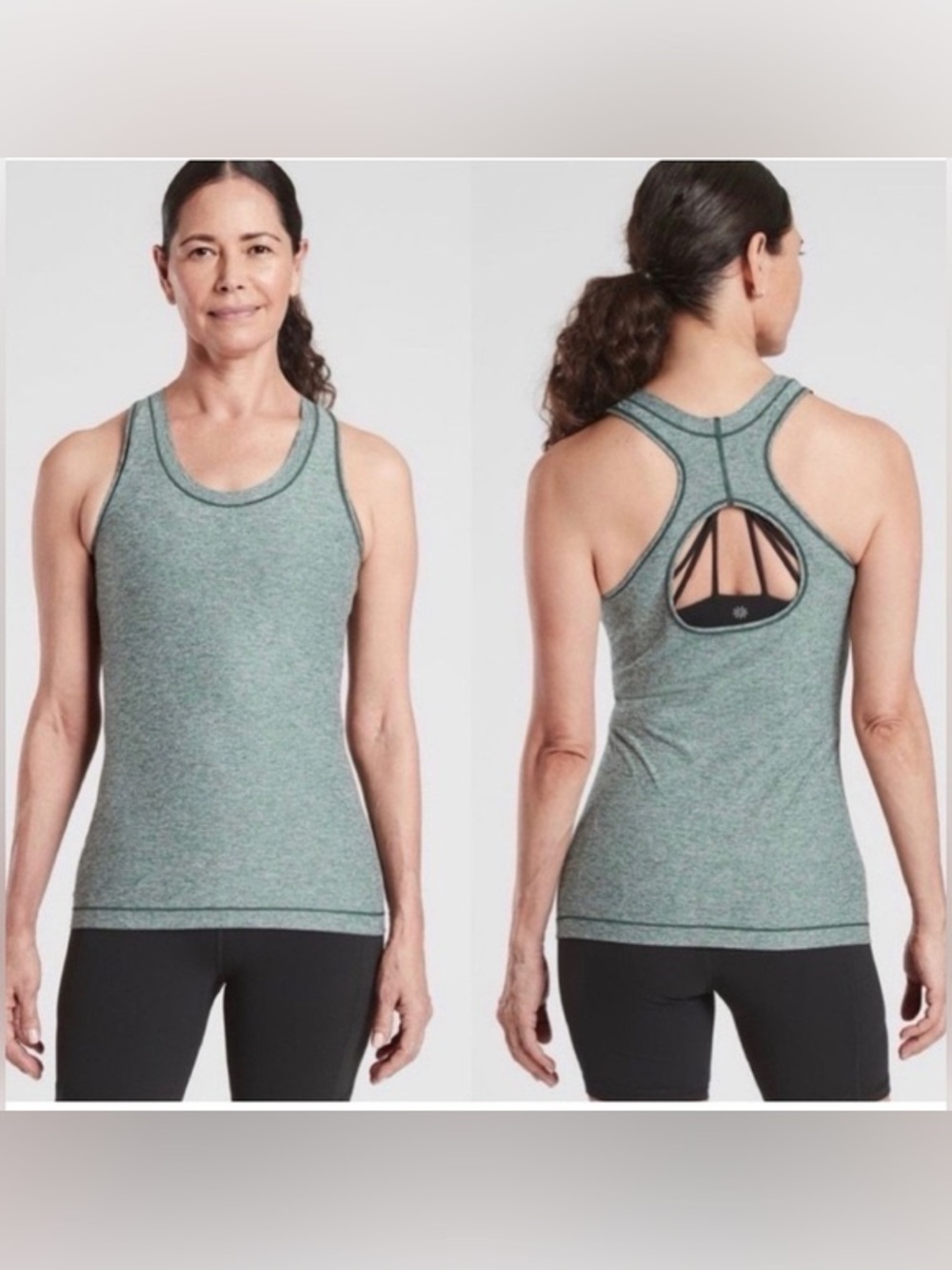 Athleta Keyhole Workout Athletic Tank - Heather Forrest Green